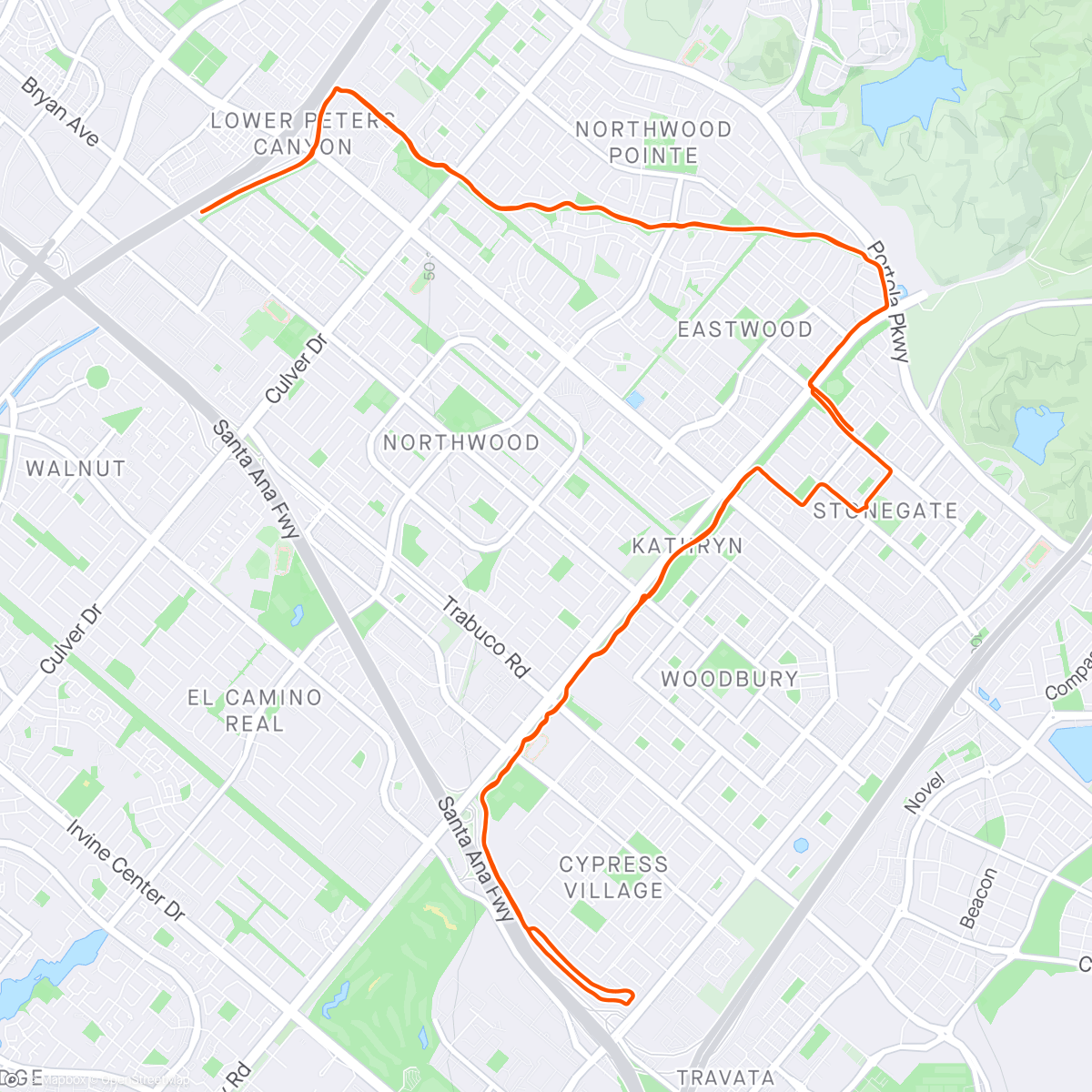 Map of the activity, Final Long Run before OC Marathon