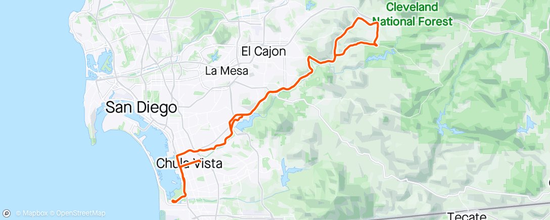 Kaart van de activiteit “Harbison Canyon / Dehesa Loop”