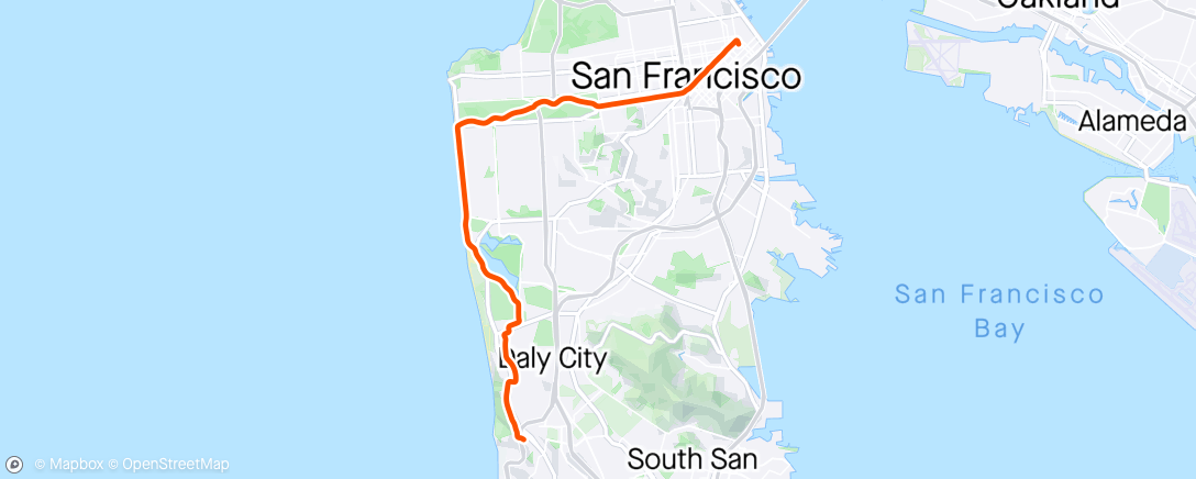 Mapa de la actividad, Evening E-Bike Ride
