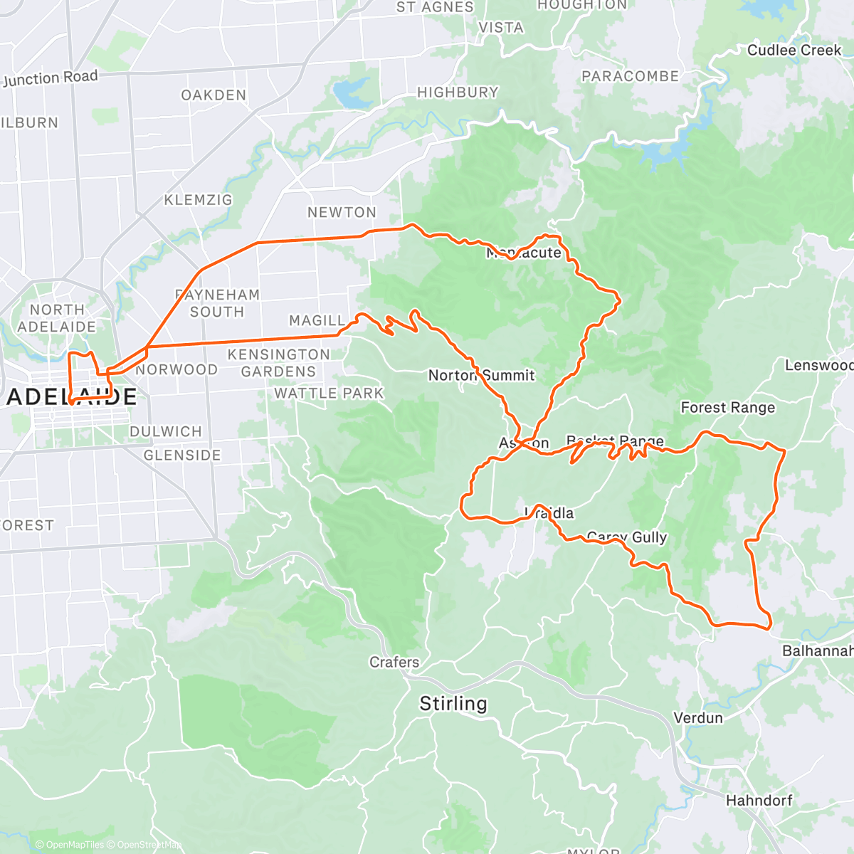 Map of the activity, Cycling