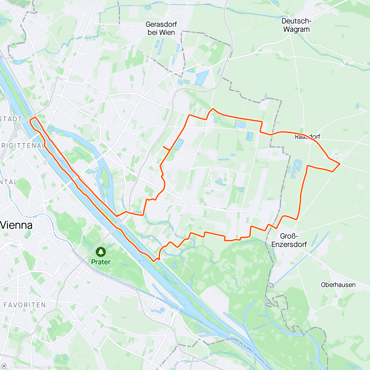 Mapa de la actividad, kleine Donauinsel/Marchfeldrunde 🌞💨