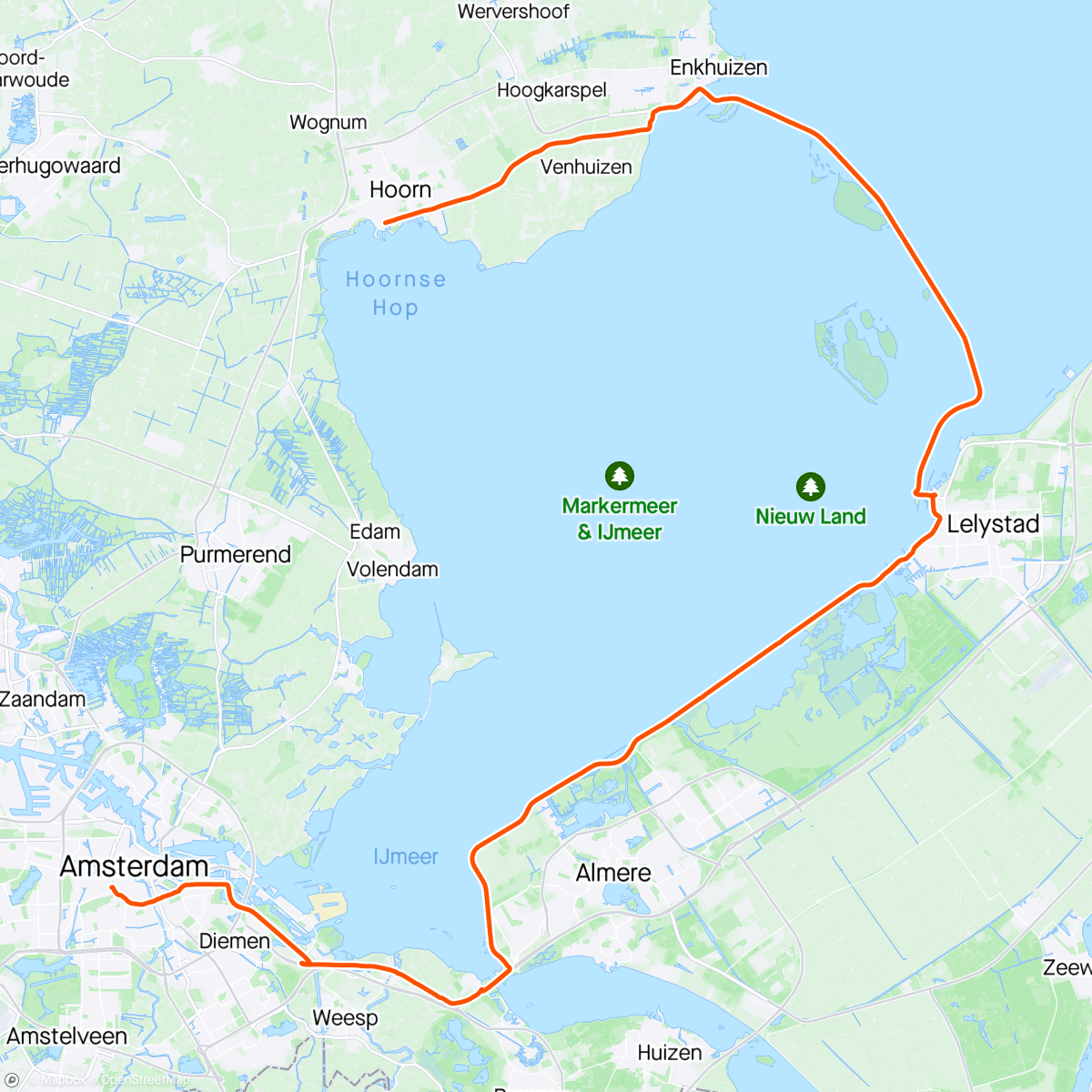 Map of the activity, Setting a new PB on Houtribdijk