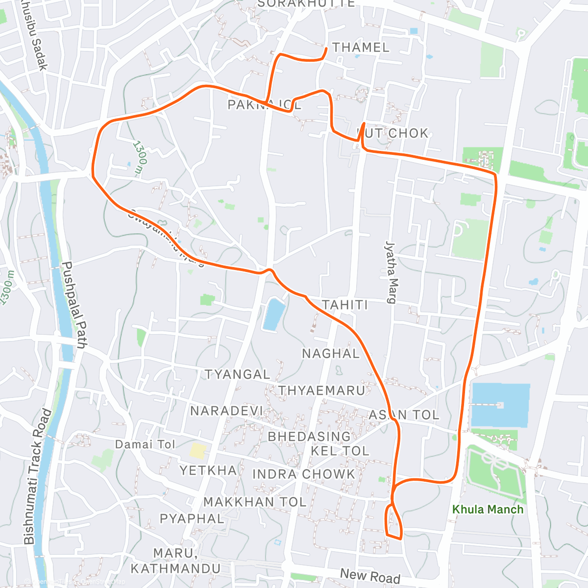 Map of the activity, Kathmandu 5k social - with Everest Crew