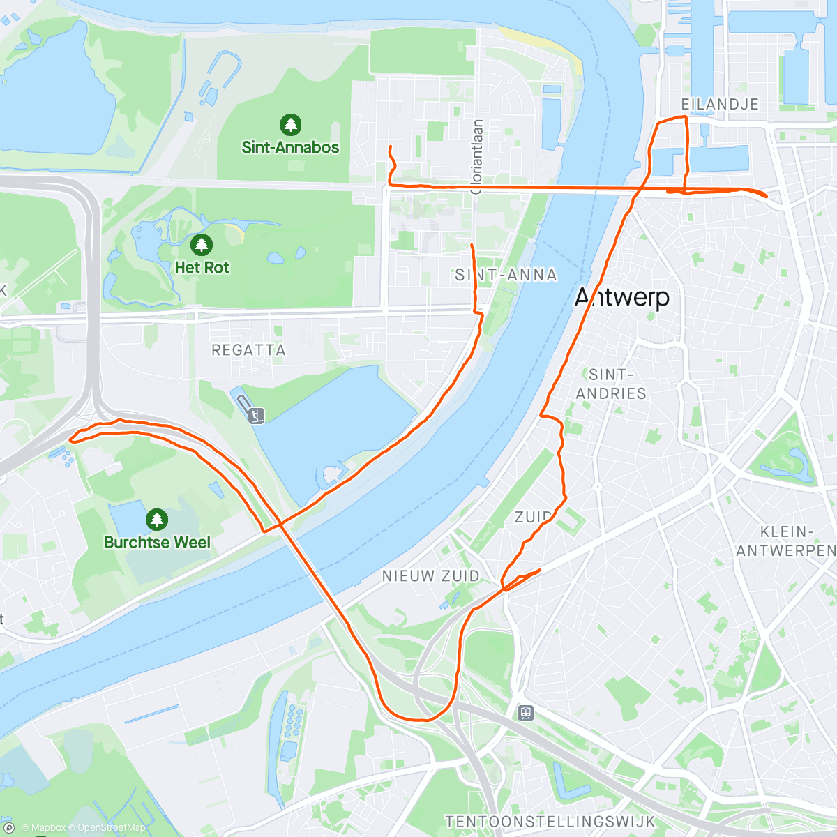 Karte der Aktivität „Antwerp 10 miles”