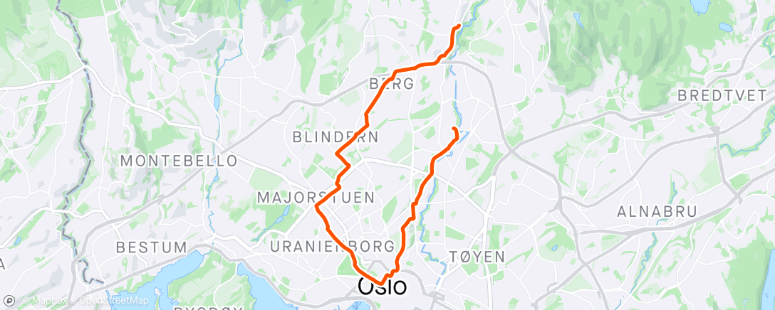 Map of the activity, Urban vong jogg med Nora🌞🤩