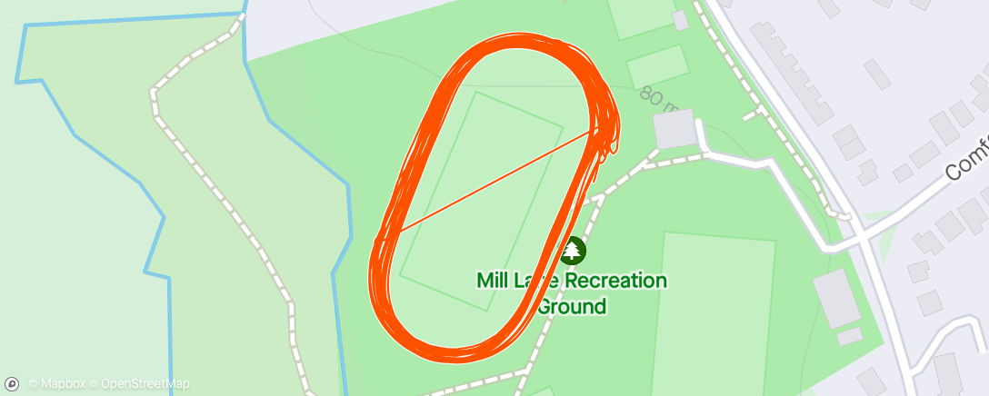 Map of the activity, 3 x 1km + 600m Intervals (Holland AC)