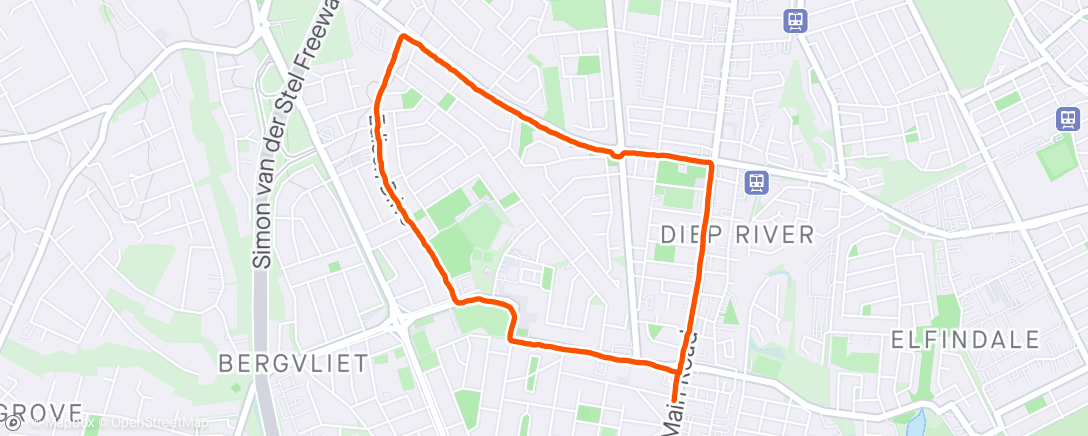 Map of the activity, Evening Run