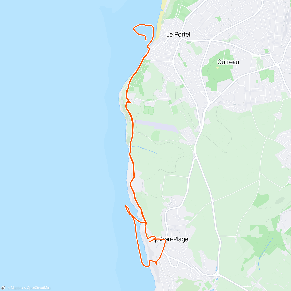 Map of the activity, Trail bord de mer