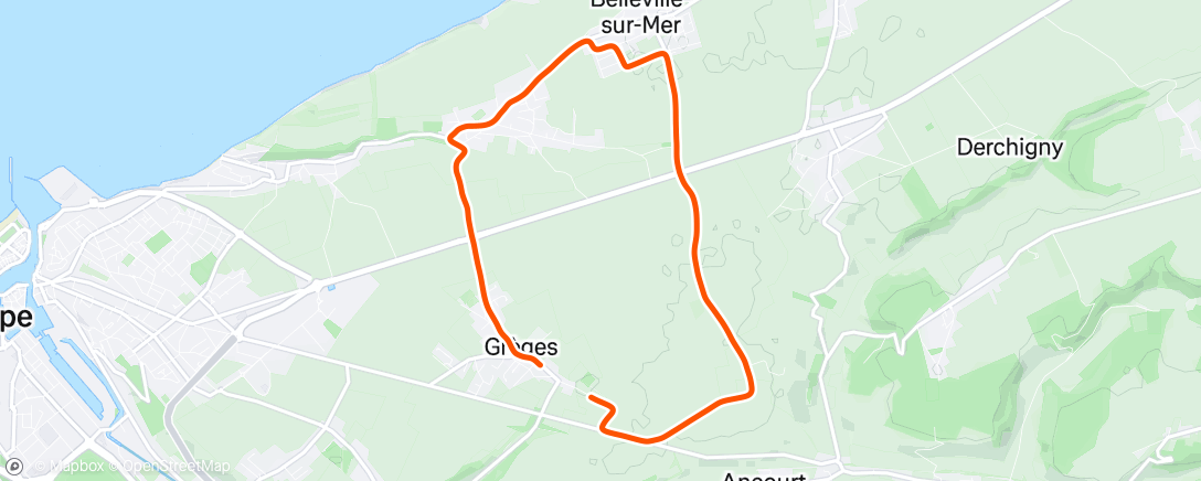 Map of the activity, Course à pied en soirée