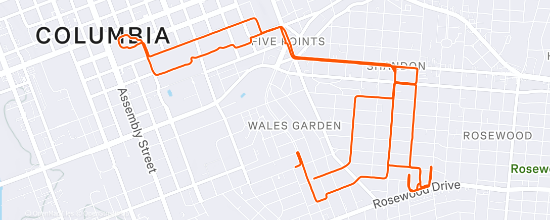 Map of the activity, Ramble DB bday q general Aerobic