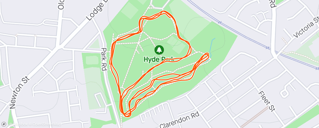 Map of the activity, Hyde Parkrun