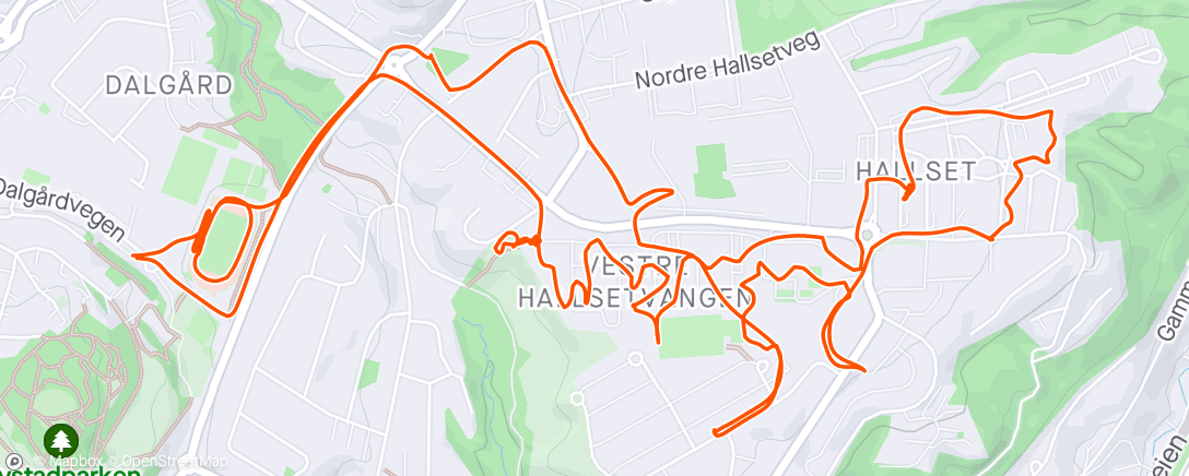 Map of the activity, HVGS linje+veivalg sprintintervall