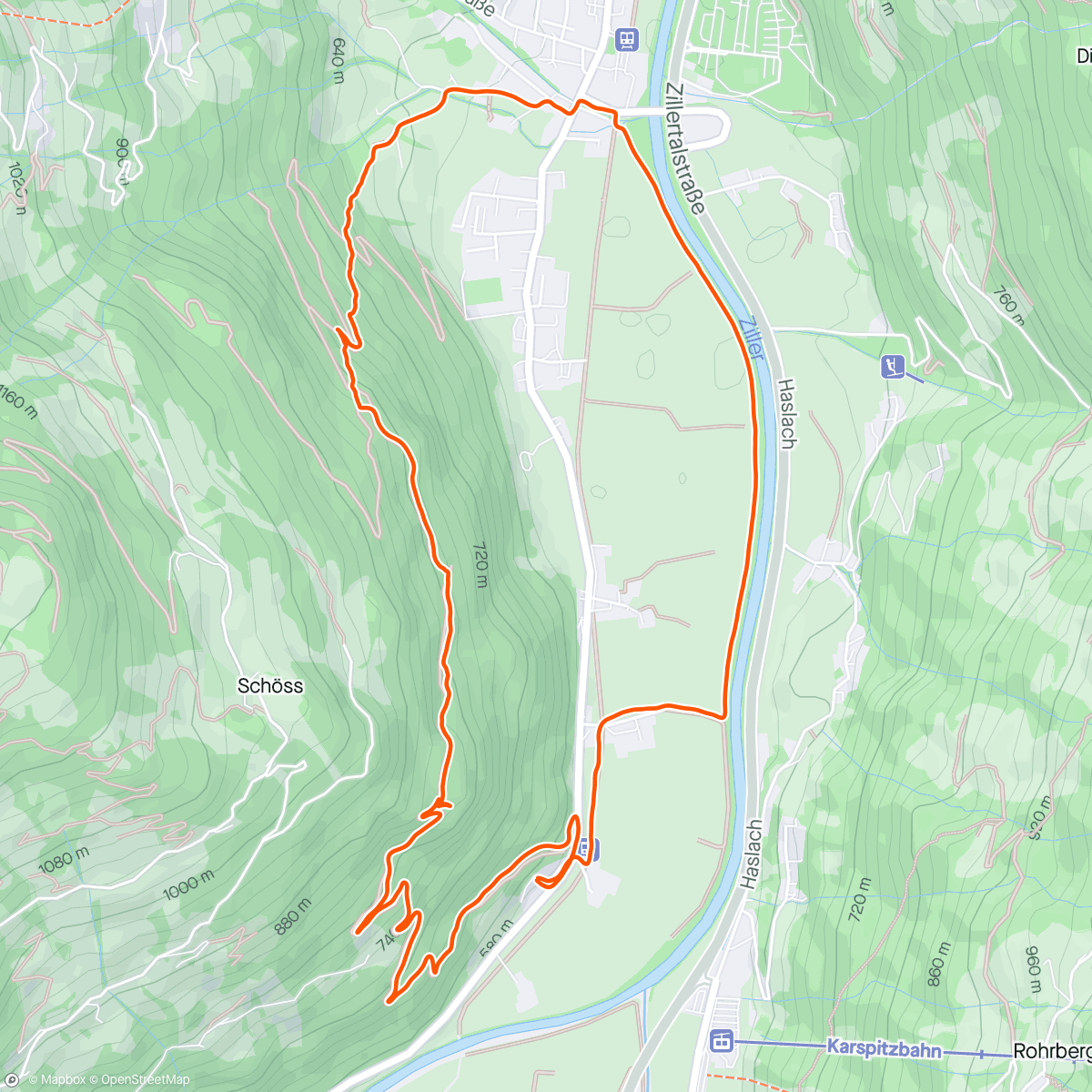 Map of the activity, Zillertal