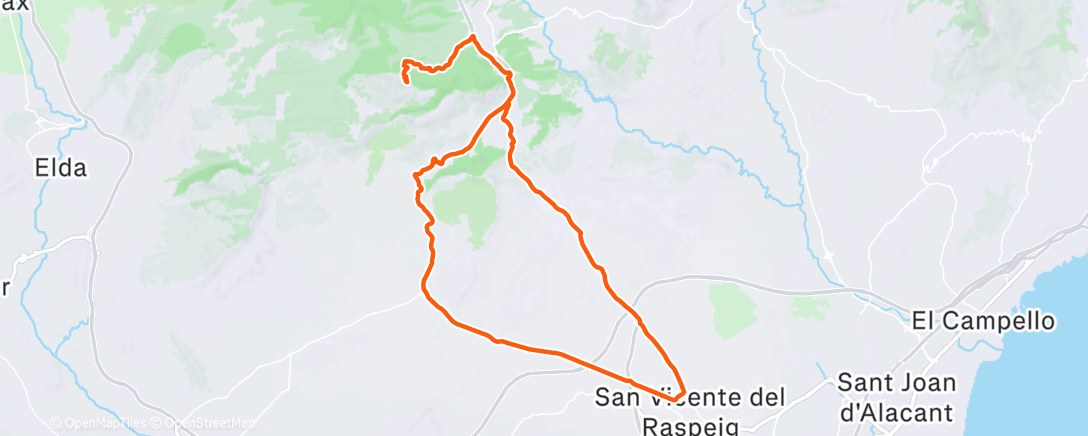 Map of the activity, Bicicleta por la tarde