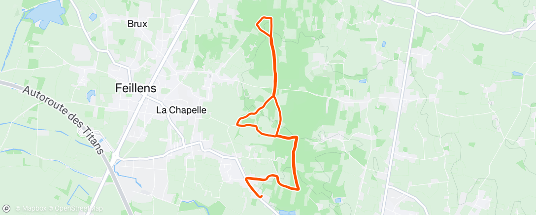 Map of the activity, Course à pied le matin