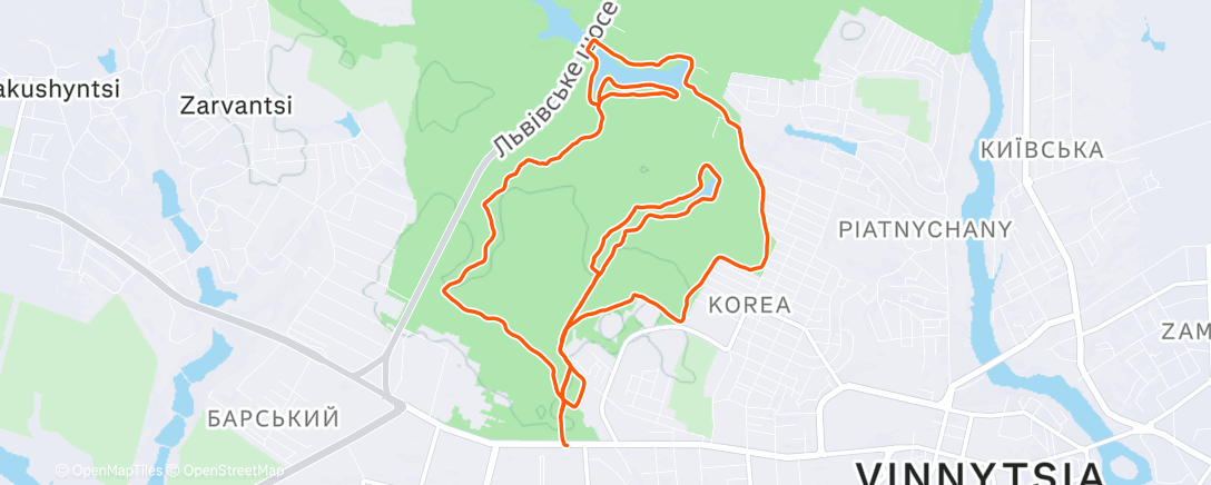 Map of the activity, Afternoon Trail Run