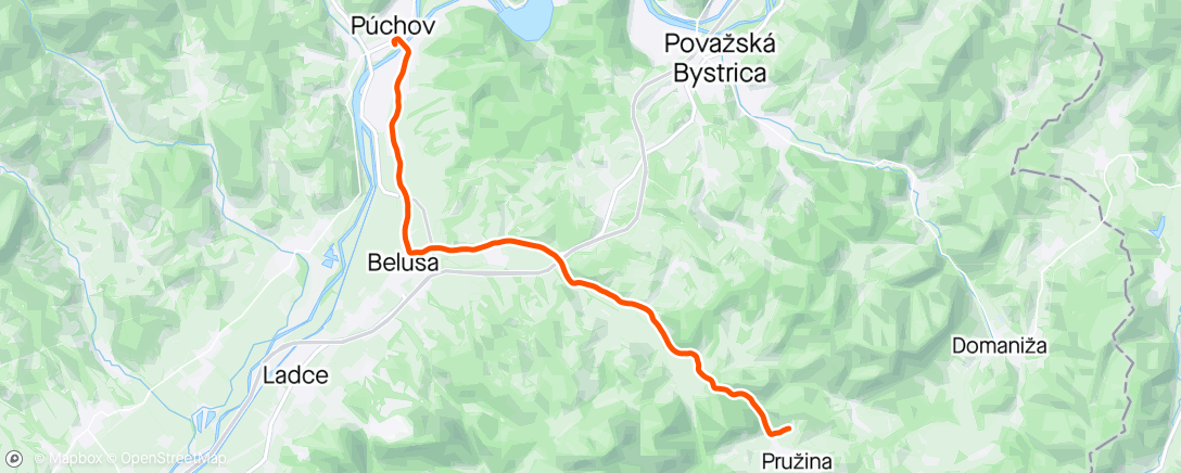 Map of the activity, Pružina - Púchov na súťaž