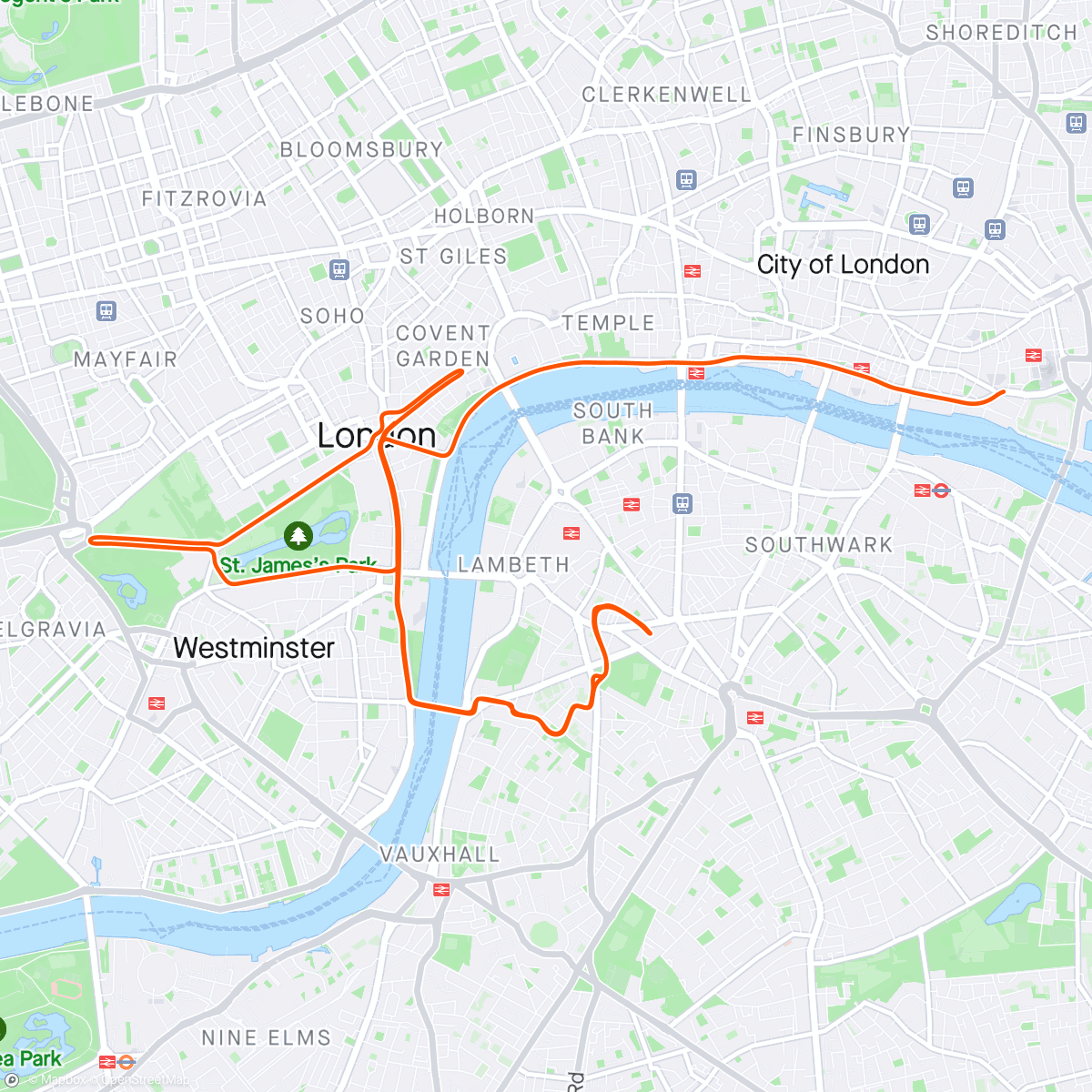 Mapa da atividade, Zwift - Active Recovery - 75 Z2 - Xert in London