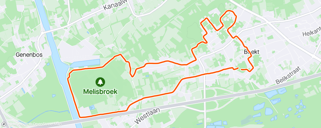 Map of the activity, Afternoon Run,Boekt loopt