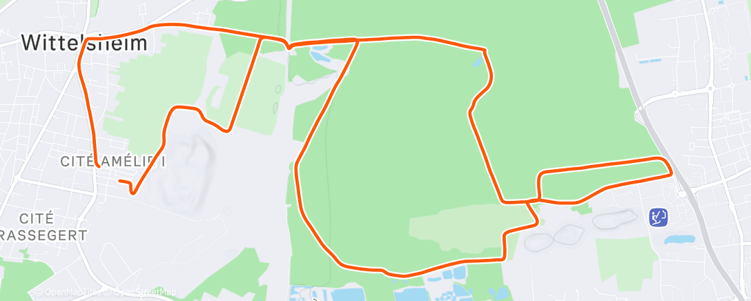 Map of the activity, Course à pied dans l'après-midi