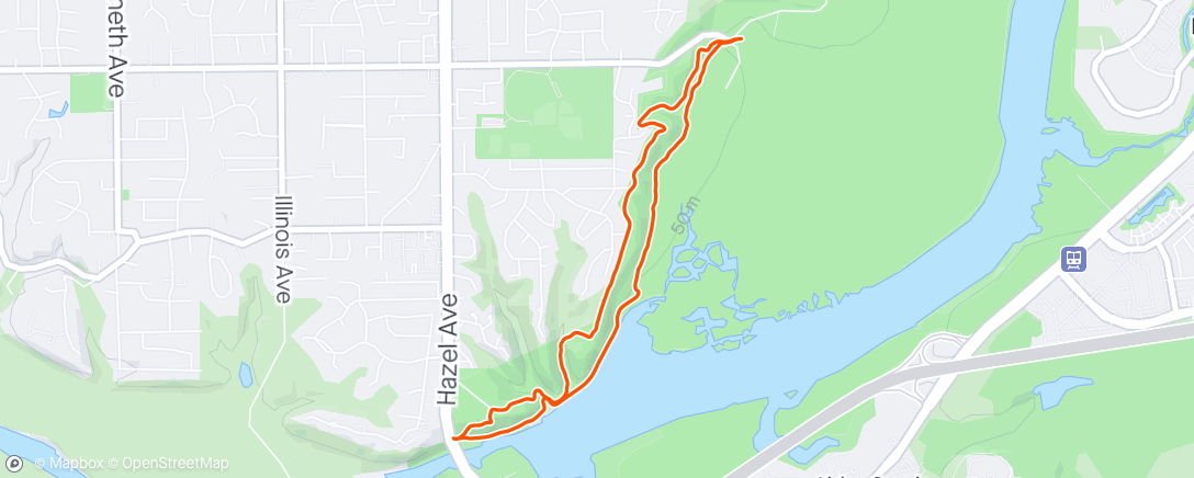Map of the activity, Lunch Trail Run #weed whacker tick✔️