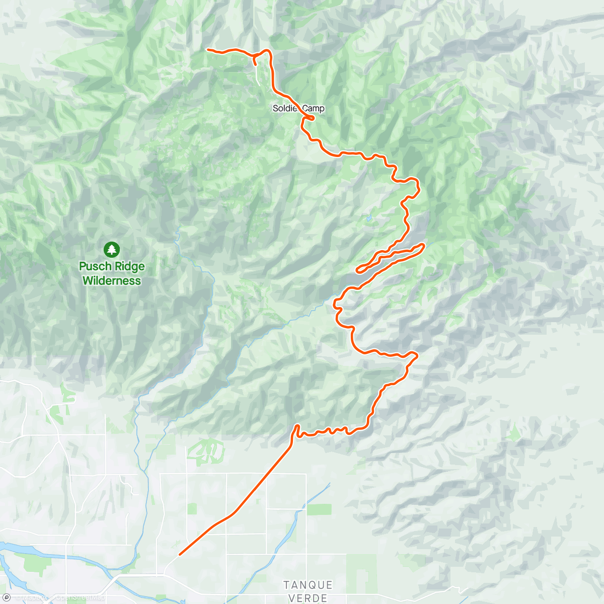 Kaart van de activiteit “Mt Lemmon”