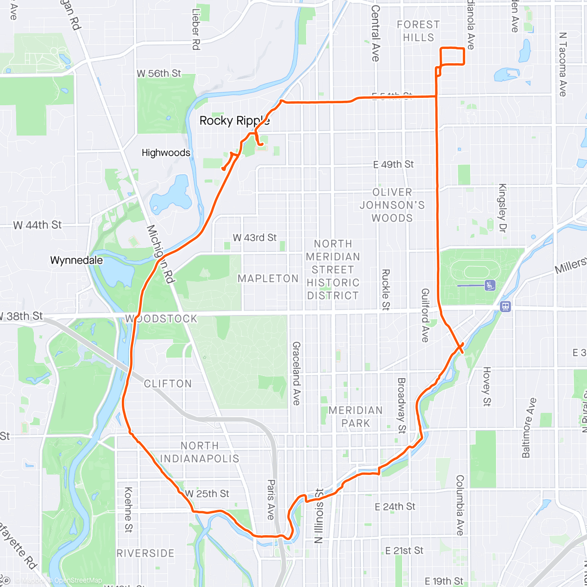 Map of the activity, Naptown Triple Trail Linkup