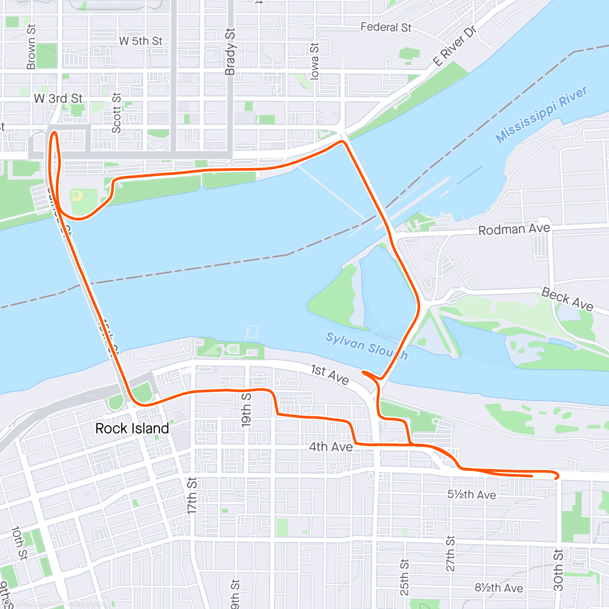 Map of the activity, Pre 7 mile race