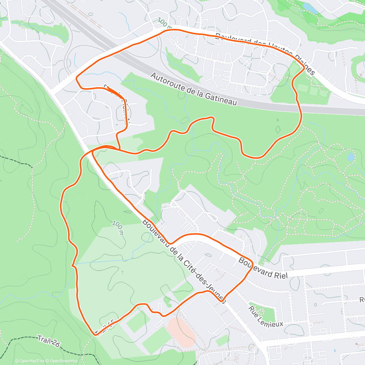 Map of the activity, Course à pied dans l'après-midi