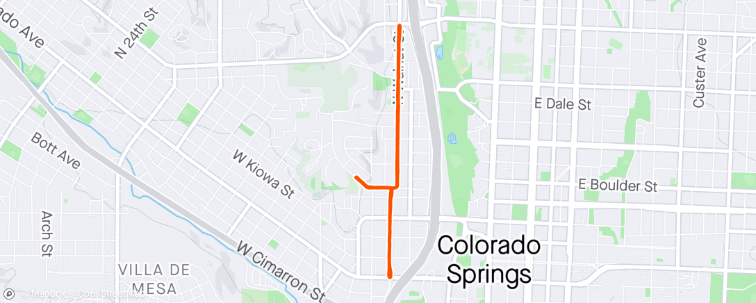 Map of the activity, Saturday Evening Run