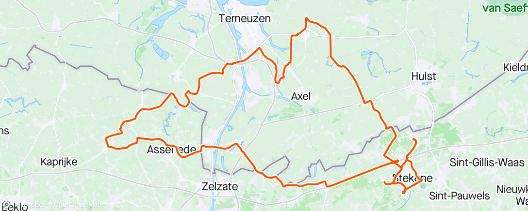Map of the activity, Ochtendrit BJ naar Bassevelde