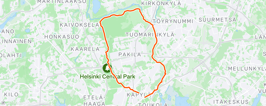 Map of the activity, Evening Ride