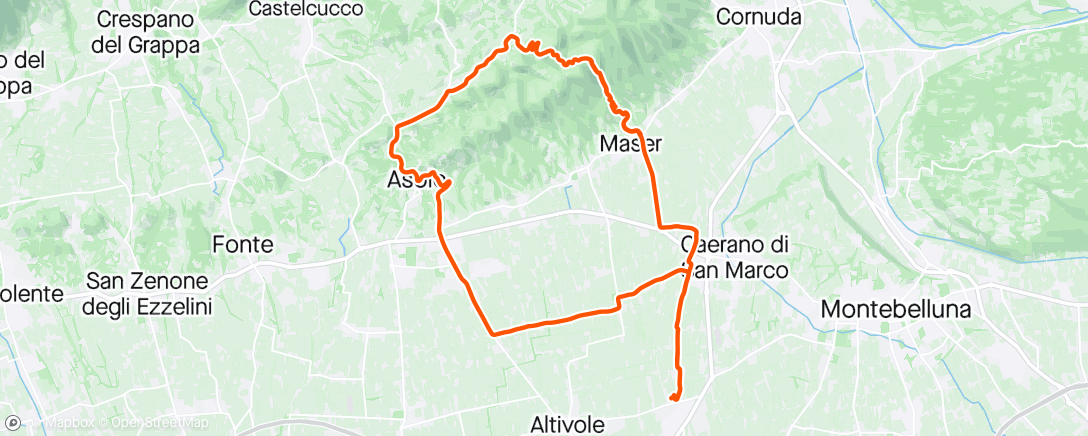 Map of the activity, Asolo + double mostacin