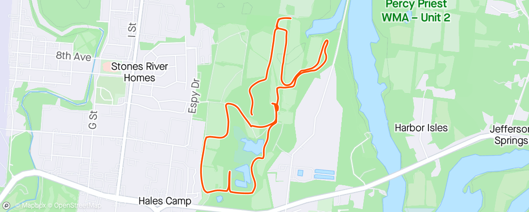 Map of the activity, Evening Ride on Smyrna's New MTB Trail with Cris (The Wifey)