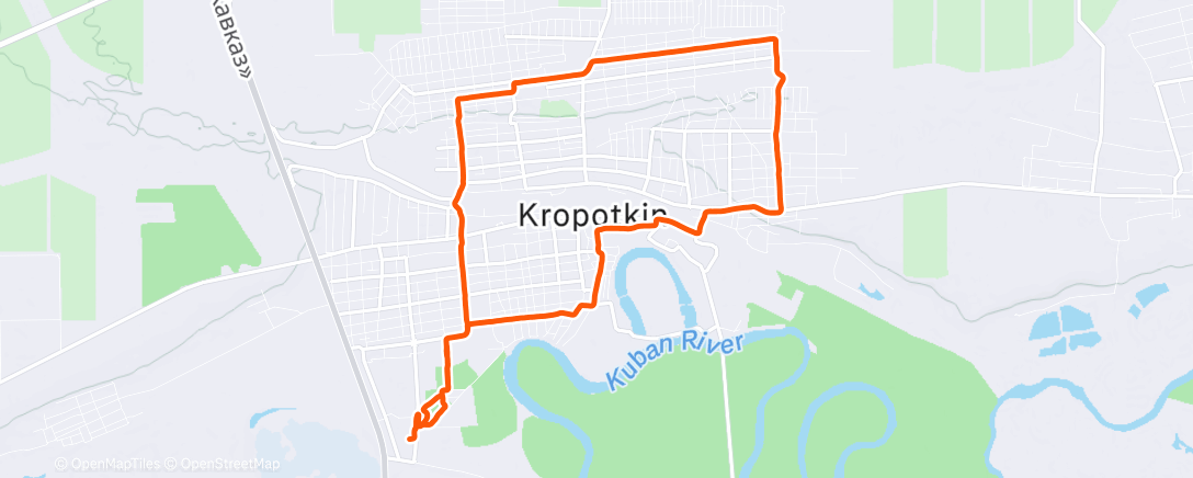 Map of the activity, Вечерний забег