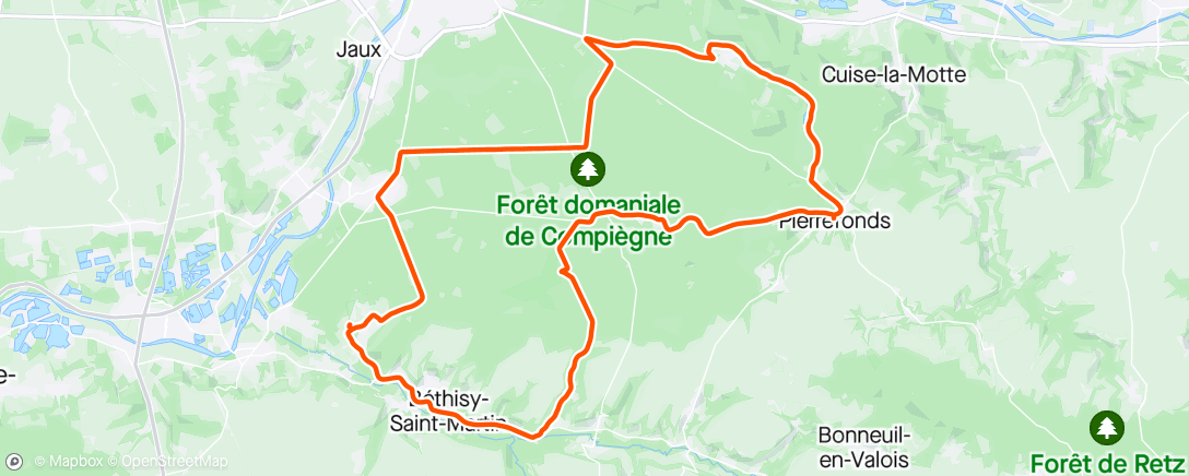 Map of the activity, Route le vendredi soir vers Pierrefonds