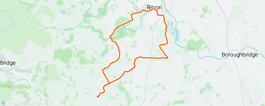 Map of the activity, Shaw Mills -> Ripon (Solo)