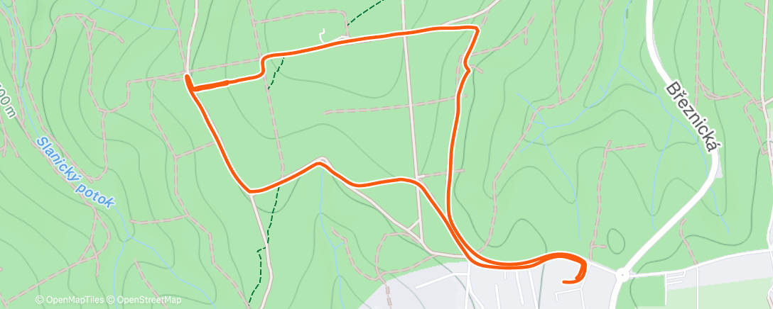 Map of the activity, 10x 1' výběhy terénem - svižně