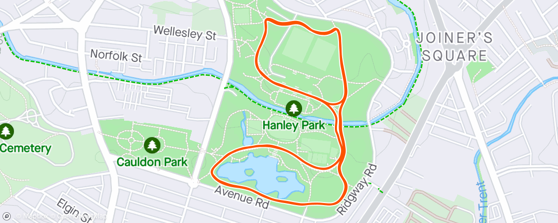Map of the activity, Hanley Park parkrun
