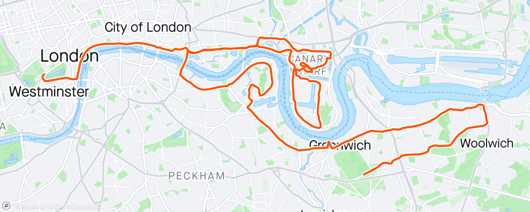 Map of the activity, TCS London Marathon