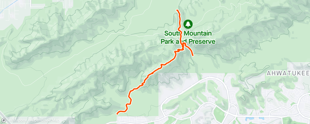 Map of the activity, South Mountain Hike
