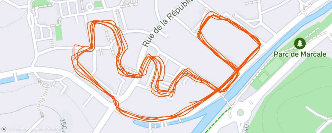 Map of the activity, Course à pied en soirée