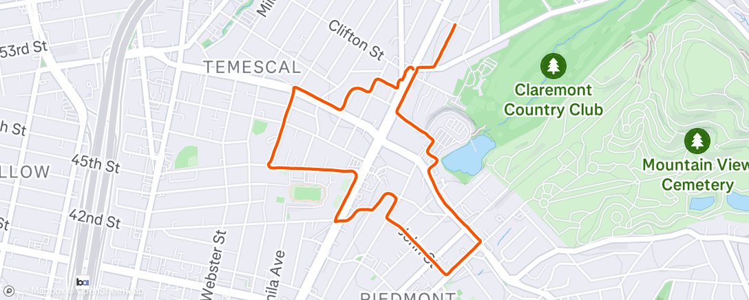 Map of the activity, Lunch Run : Rockridge, Temescal, & Piedmont Ave