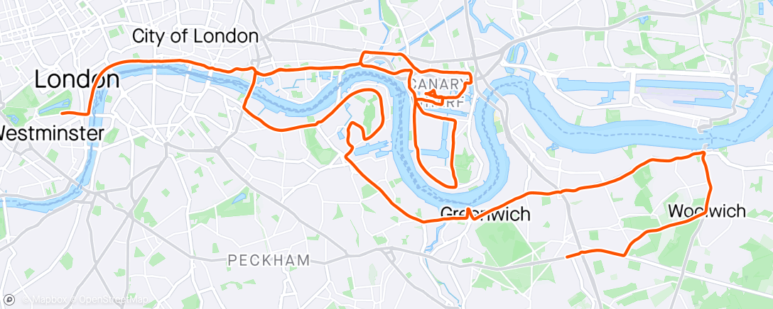 Map of the activity, London Marathon 2:27:34 PB 🥳🤩😁