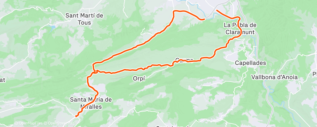 Map of the activity, Bicicleta por la tarde