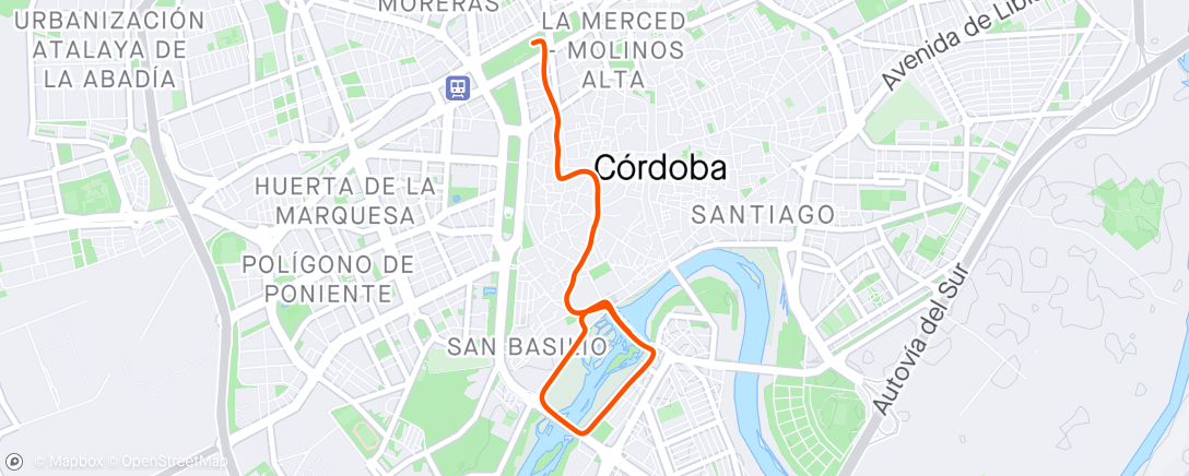 Map of the activity, Carrera nocturna