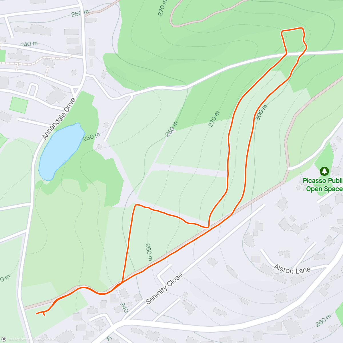 Map of the activity, Afternoon Trail Run (warmup)