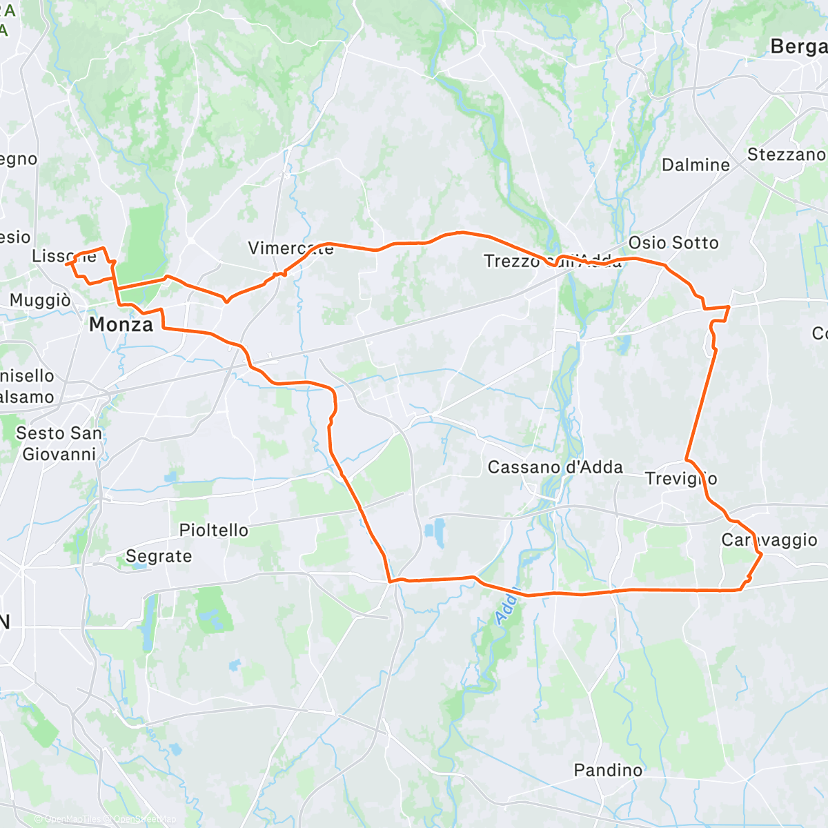Map of the activity, Caravaggio-Zingonia-Trezzo-Casa
