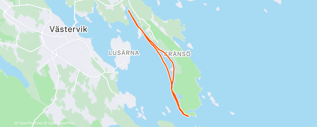 Map of the activity, Paddling Gränsö insida