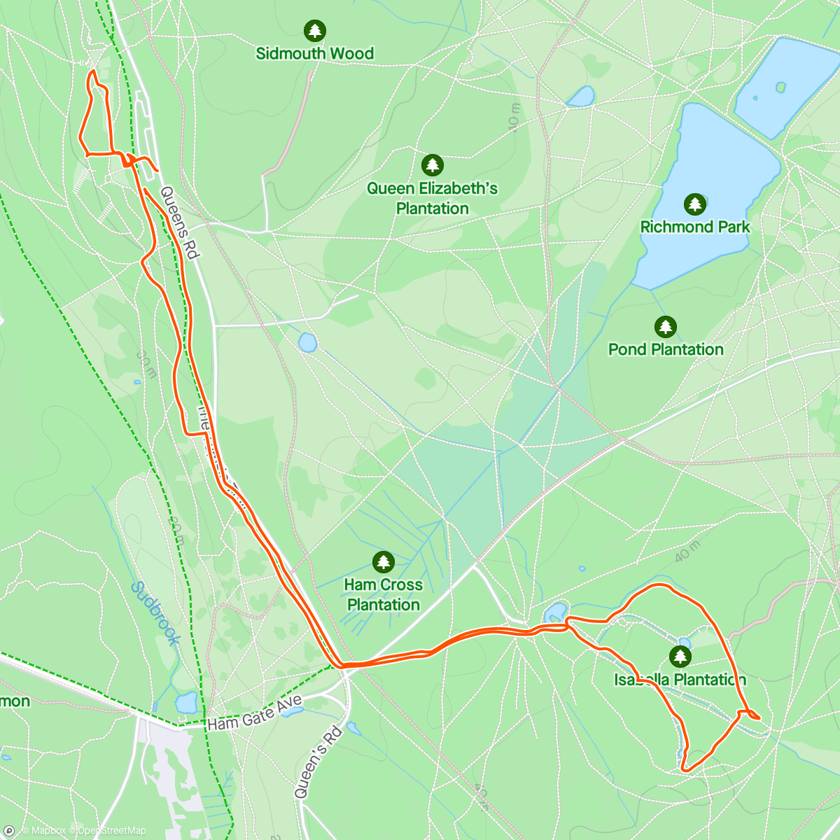 Mapa da atividade, Isabella Plantation Walk